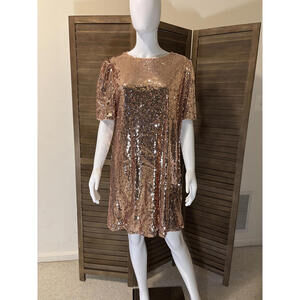 Gold Sequin Plus-Size T-Shirt Dress